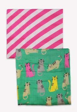 Organic Kitten Print Muslin 2-Pack