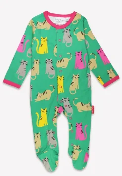 Organic Kitten Print Sleepsuit