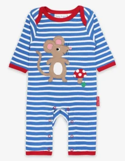 Organic Mouse and Mushroom Applique Sleepsuit