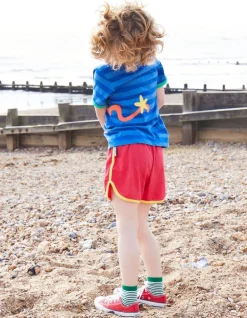 Organic Octopus Applique Dark Blue Striped T-Shirt