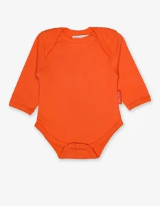 Organic Orange Basic Long-Sleeved Baby Bodysuit