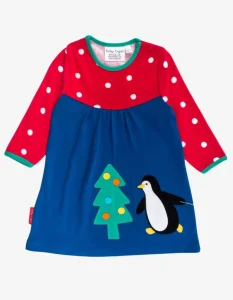 Organic Penguins' Christmas Applique T-Shirt Dress