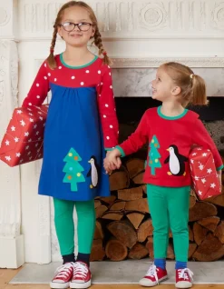 Organic Penguins' Christmas Applique T-Shirt Dress