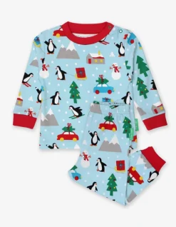 Organic Penguin's Christmas Print Adult Pyjamas