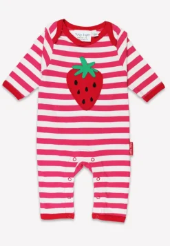 Organic Picnic Strawberry Applique Sleepsuit