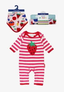 Organic Picnic Strawberry Applique Baby Bundle
