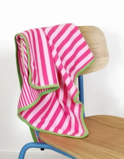 Organic Pink and Green Stripe Blanket