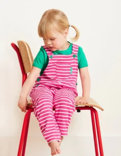 Organic Pink Breton Stripe Dungarees