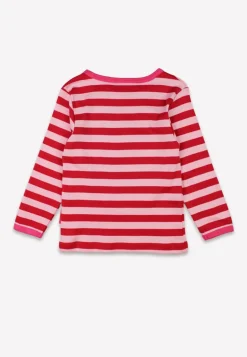 Organic Pink Flower Applique Long-Sleeved T-Shirt