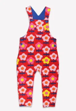 Organic Pink Flower Print Dungarees