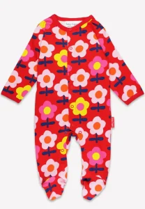 Organic Pink Flower Print Sleepsuit