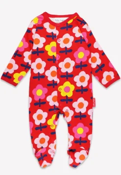Organic Pink Flower Print Sleepsuit