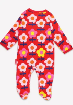 Organic Pink Flower Print Sleepsuit