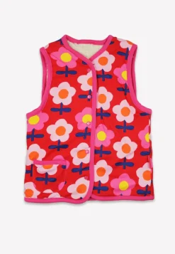 Organic Pink Flower Print Reversible Gilet