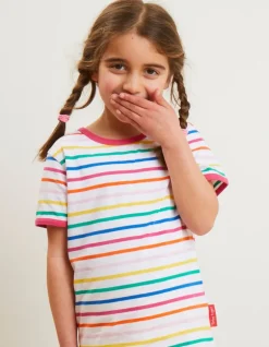 Organic Pink Rainbow Stripe T-Shirt