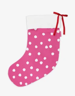 Organic Pink Snow Dot Christmas Stocking
