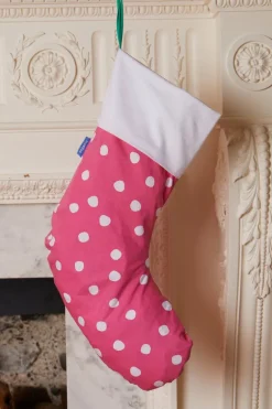 Organic Pink Snow Dot Christmas Stocking