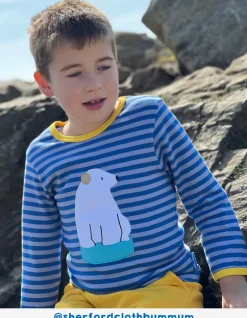 Organic Polar Bear Applique Long-Sleeve T-Shirt