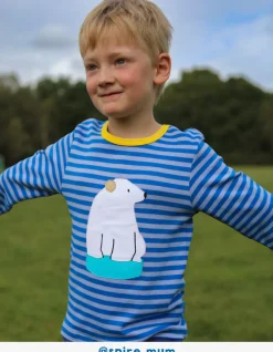 Organic Polar Bear Applique Long-Sleeve T-Shirt