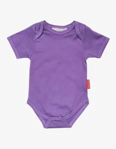 Organic Purple Basic Short-Sleeved Baby Bodysuit