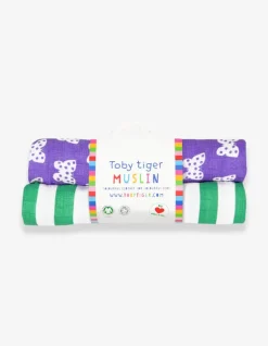 Organic Purple Butterfly 2-pack Muslins