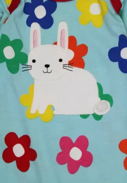 Organic Rainbow Bloom Bunny Applique Sleepsuit