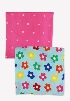 Organic Rainbow Bloom Print 2 Pack Muslins