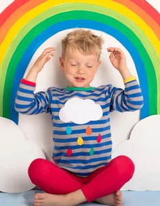 Organic Rainbow Raindrop Cloud Applique T-Shirt