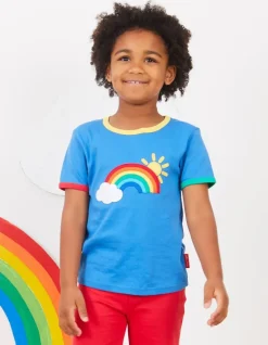 Organic Rainbow Sun and Cloud Applique T-Shirt