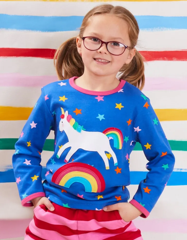 Organic Rainbow Unicorn Applique T-Shirt
