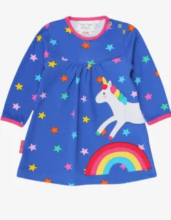 Organic Rainbow Unicorn Applique T-Shirt Dress