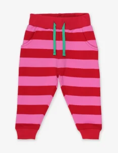 Organic Red Pink Striped Joggers