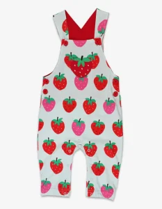 Organic Strawberry Print Dungarees