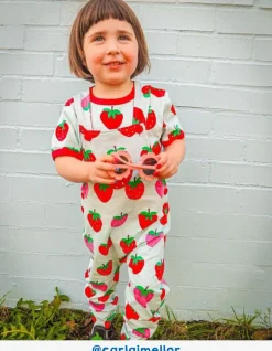 Organic Strawberry Print Dungarees