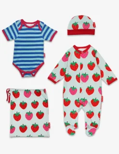 Organic Strawberry Print Baby Gift Set