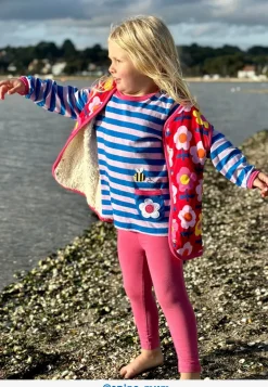 Organic Striped Daisy Applique Long-Sleeved T-Shirt