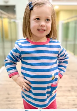 Organic Striped Daisy Applique Long-Sleeved T-Shirt