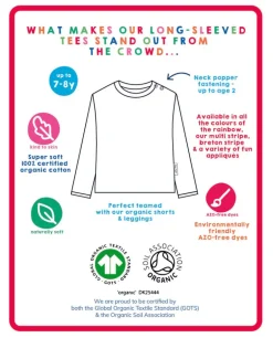 Organic Striped Daisy Applique Long-Sleeved T-Shirt