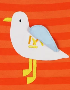 Organic Striped Seagull Applique T-shirt