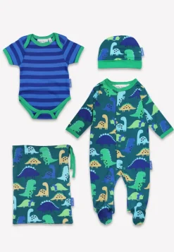 Organic Tonal Dinosaur Print Baby Gift Set