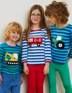 Organic Tractor Applique Long-Sleeved T-Shirt