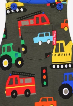 Organic Transport Print Dungarees