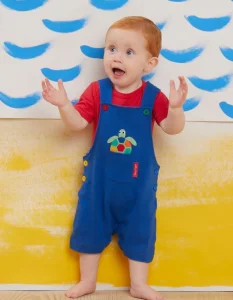 Organic Turtle Applique Dungaree Shorts