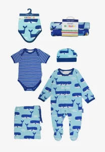 Organic Whale Waves Print Baby Bundle