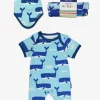 Organic Whale Waves Print Romper Baby Bundle