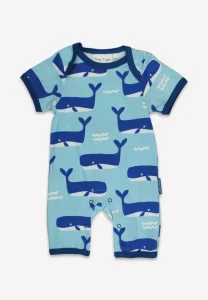 Organic Whale Waves Print Romper