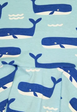 Organic Whale Waves Print Short Sleeved Skater Dress