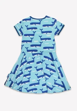 Organic Whale Waves Print Short Sleeved Skater Dress