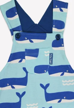 Organic Whale Waves Print Dungaree Shorts