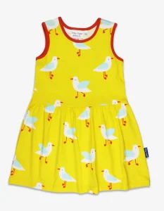 Organic Yellow Seagull Print Summer Dress